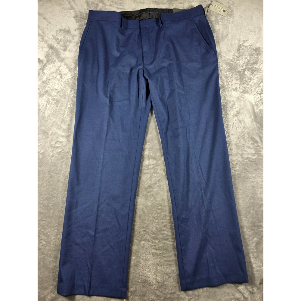 Madison Dress Pants Mens 40x30 Blue Modern Fit Motion Stretch‎ Wrinkle Resistant